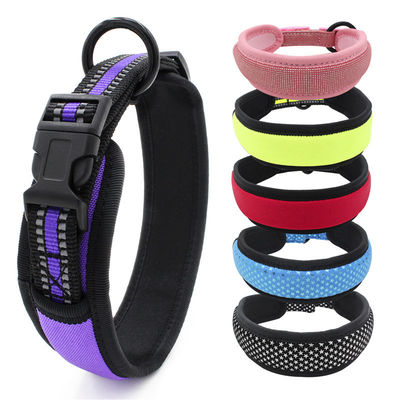 Neoprene আস্তরণের কুকুর কলার শিকল সেট প্রতিফলিত Webbing দ্রুত মুক্তি বাকল কলার সঙ্গে ট্র্যাকশন দড়ি সেট কুকুর লিশ