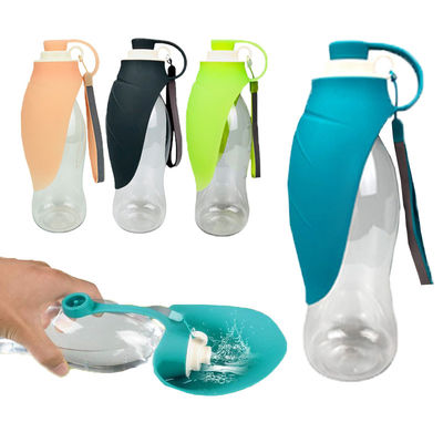 BSCI 20oz Foldable জলের বোতল কুকুরদের জন্য সিলিকন বাটি ফ্লিপস দিয়ে