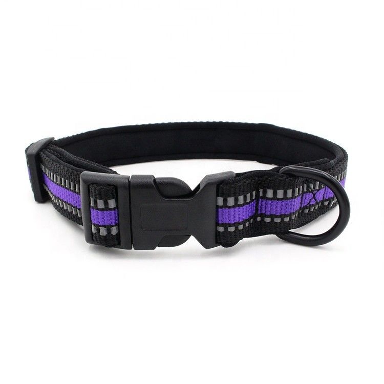Neoprene আস্তরণের কুকুর কলার শিকল সেট প্রতিফলিত Webbing দ্রুত মুক্তি বাকল কলার সঙ্গে ট্র্যাকশন দড়ি সেট কুকুর লিশ