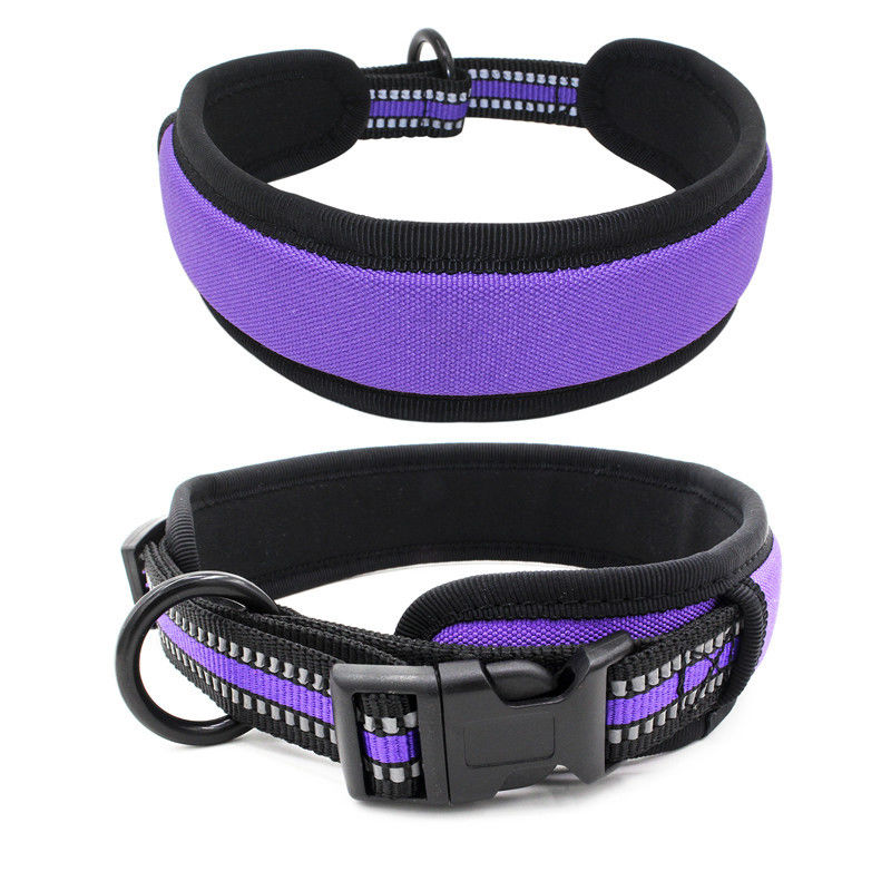 Neoprene আস্তরণের কুকুর কলার শিকল সেট প্রতিফলিত Webbing দ্রুত মুক্তি বাকল কলার সঙ্গে ট্র্যাকশন দড়ি সেট কুকুর লিশ