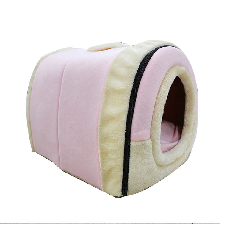ক্রিস্টাল ভেলভেট 2 ইন 1 Foldable গুহা পোষা ঘুমের বিছানা সেল্ফ ওয়ার্মিং হাউস আকার বিড়াল আরাম বিছানা