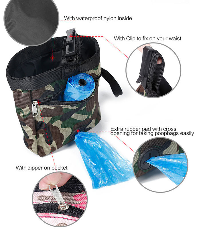 জলরোধী কোমর ব্যাগ Camo পোষা বহিরঙ্গন আনুষাঙ্গিক প্রশিক্ষণ কুকুর জলখাবার ব্যাগ