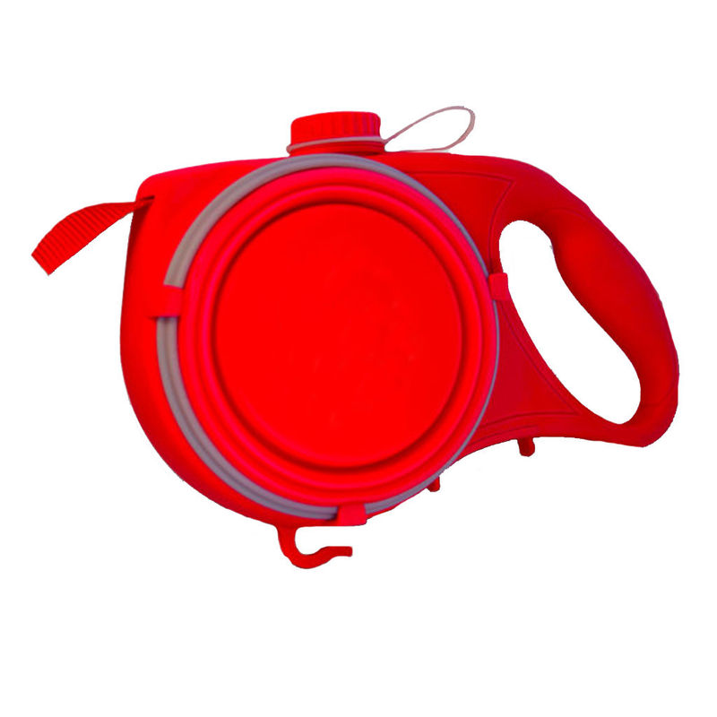 Leash নির্মিত পোর্টেবল কুকুর বাটি জলের বোতল 5 ইন 1