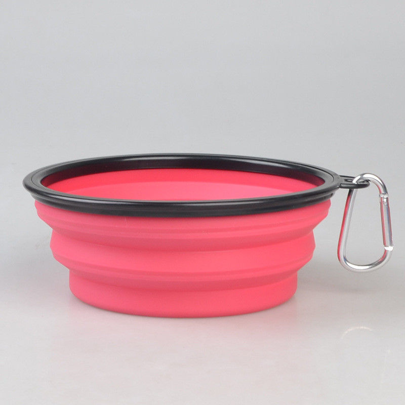 16oz পোর্টেবল Foldable কুকুর বাটি পোষা পোষা খাবারের ক্যারাবিনারের সঙ্গে ভ্রমণ পোষা কুকুর বাটি