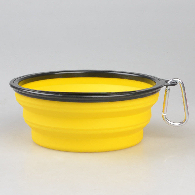 16oz পোর্টেবল Foldable কুকুর বাটি পোষা পোষা খাবারের ক্যারাবিনারের সঙ্গে ভ্রমণ পোষা কুকুর বাটি