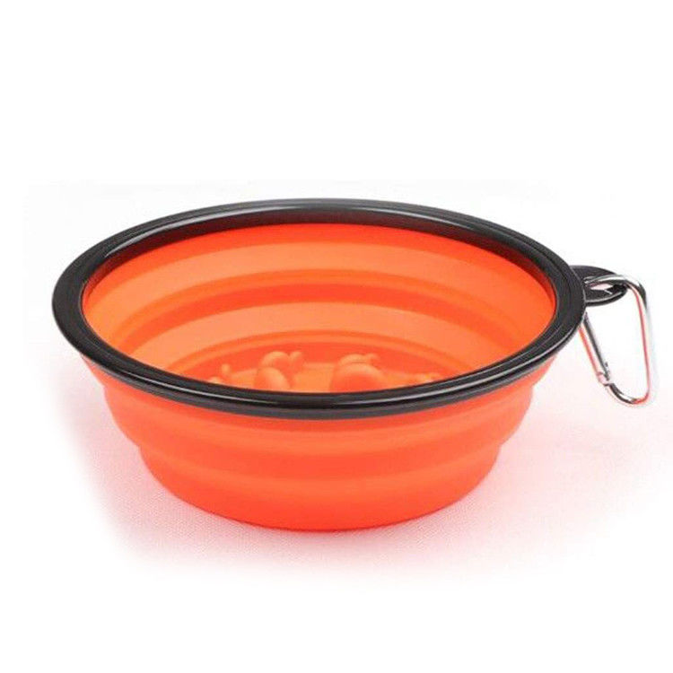 স্লো ফিড বড় কুকুর সংকোচনযোগ্য বাটি 4 কাপ 35oz BPA বিনামূল্যে ভাঁজ কুকুর জল বাটি